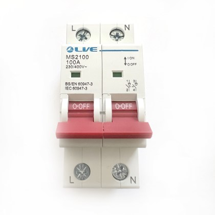 Live LVE MS2100 100A 100 Amp 2 Double Pole Isolator Main Switch Disconnector